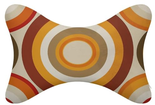 Jubonexis Retro Circular Orange Yellow Geometric Car Neck Pillows Set of 2, Travel Neck Pillows Head Rest Automobile Bone Pillow for Car Seat
