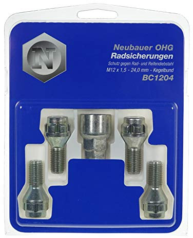 BC1204 Raddiebstahlsicherungsbolzen M12x1,5, Kegelsitz, Schaftlänge 24,0mm, Schlüsselweite 17mm /19mm