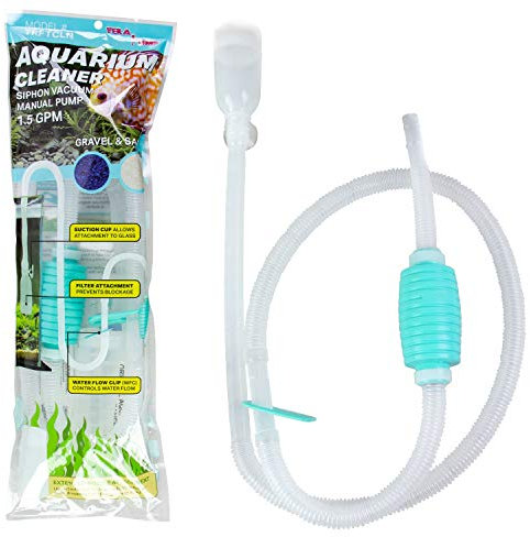 TERA PUMP TRFTCLN Aquarium Gravel Cleaner (BPA Free) Aquarium Sand Cleaner/Water Siphon with Long Nozzle & Water Flow Controller (10-20 Gallon Tank)