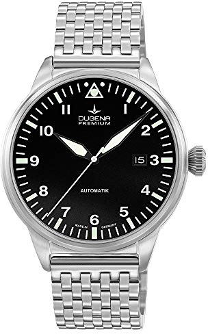 Dugena Herren-Armbanduhr 7090306 Kappa 7 Airtrip, Automatik, schwarzes Zifferblatt, Edelstahlgehäuse, Saphirglas, Edelstahlarmband, Doppelfaltdrückerschließe, 5 bar