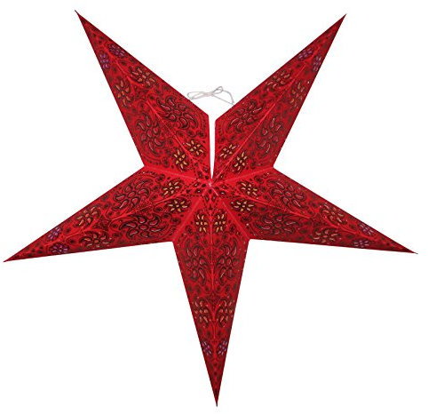 Freak Scene Papierstern - Weihnachtsstern - Stern 5zackig rot-schwarz gemustert - 60 cm