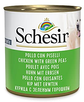 Schesir Dog Huhn mit Erbse, Hundefutter nass, 16 Dosen x 285 g