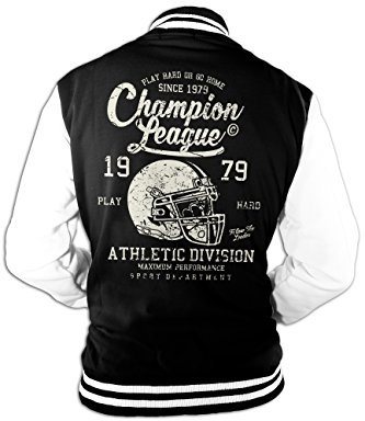 Herr collegejacka Champion Super Bowl American Football Old School, svart, XL