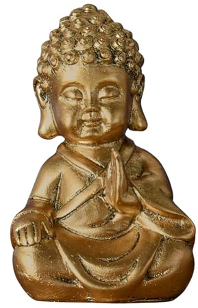 Baby Buddha Statue - Zen und Feng Shui Dekoration - Glücksbringer Objekt - Zen Geschenkidee - Dekoration Büro, Schlafzimmer, Wohnzimmer... - Höhe: 12cm - Farbe Bronze - Zen'Light