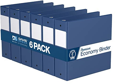 Premium Economy 7,6 cm Ordner, 3-Ringbuch für Schule, Büro oder Zuhause, farbiges Notizbuch, 6 Stück, runder Ring, Königsblau