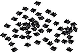 Trimming Shop Carré Pyramide Forme Tête Clou Clous Cuir Rivet avec 1pc Fixation Main Outil pour DIY Loisirs Créatifs, Maroquinerie, Vêtements, Sacs à Main Embellissement (50pcs) - Noir, 9mm