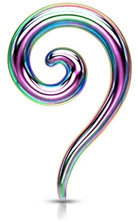 beyoutifulthings Dehn-Spirale Lang Edelstahl Taper Bunt Dehnanhänger Dehnungs-Schnecke Dehnungs-Sichel Ohr-Piercing Ohr-Schmuck 8mm