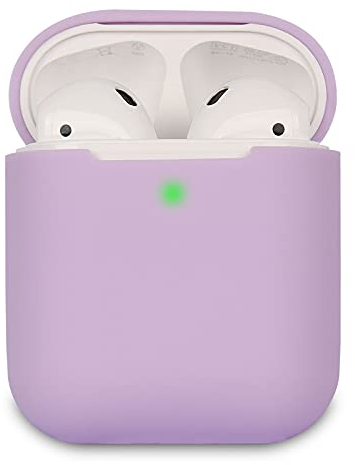 KOKOKA Schutzhülle Hülle Kompatibel mit AirPods 2, Silikon Schutzhülle Hülle für AirPods 2, LED an der Frontseite Sichtbar, Lavendel