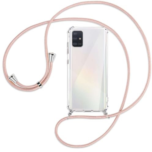 mtb more energy Handykette kompatibel mit Samsung Galaxy A51 (SM-A515, 6.5'') - roségold - Smartphone Hülle zum Umhängen - Anti Shock Full TPU Case