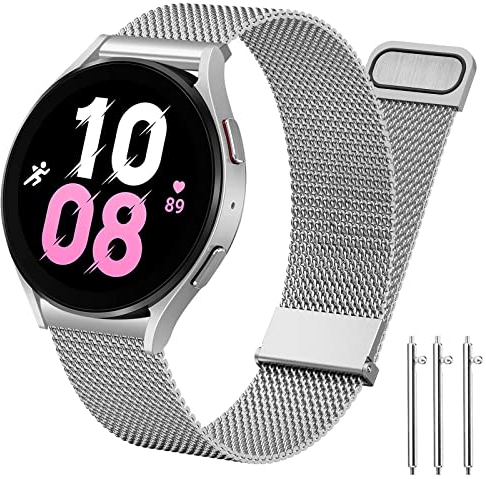 Armband Galaxy Watch Active 2 40 mm 44 mm/Active/Galaxy Watch 42 mm/Gear S2 Classic/Gear Sport/Vivomove/HR/Vivoactive 3/Forerunner 245/645, 20 mm Edelstahlarmband Magnet Armband