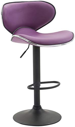 CLP Barhocker Las Vegas V2 Mit Kunstlederbezug I Thekenhocker Mit Fußstütze I Tresenhocker Mit Trompetenfuß I Barstuhl Höhenverstellbar, Farbe:lila, Gestell Farbe:schwarz