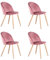 BenyLed Set di 4 Sedie Imbottite per Sala da Pranzo, con Schienale in Morbido Velluto e Gambe Regolabili in Metallo, Colore: Rosa
