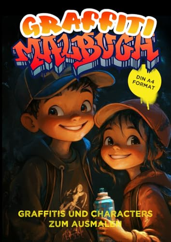 Graffiti Malbuch: Coole Graffiti Schriftzüge und Character Figuren zum ausmalen