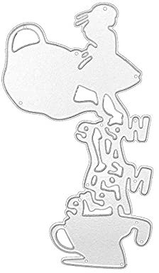 Uteruik Cutting Dies Stencils Teacup Girl Metal Template Moulds Embossing Tool for DIY Card Making Scrapbooking Photo Album