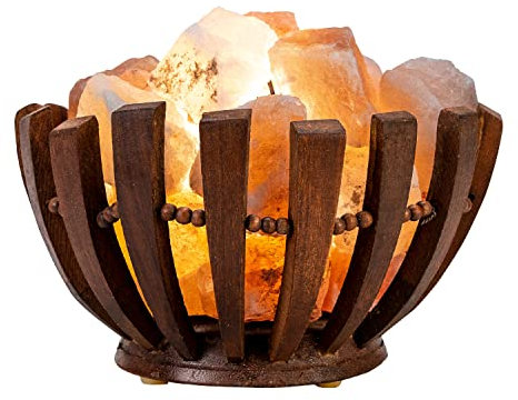 SUPERBUTELKI.PL Lampada di sale dell'Himalaya dal Punjab Pakistan – Cristallo di sale naturale e unico con base in legno