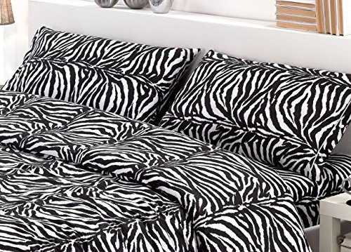 BIANCHERIAWEB Bettbezug Bettdecke und Kissenbezug aus 100% Baumwolle, Tiermotiv, Zebra-Muster