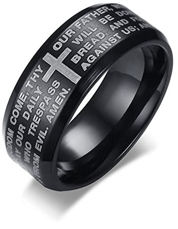 Aotiwe Ein Ring Herren, Gute Besserung Geschenke Überqueren Schwarz Größe 54 (17.2) für Memoir Weihnachten