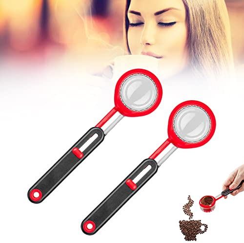 Cucchiaio dosatore a leva regolabile in polvere, misurino per caffè, caffè e proteine in polvere, misurino regolabile per caffè, proteine in polvere, zucchero, A, rosso, 2 pezzi