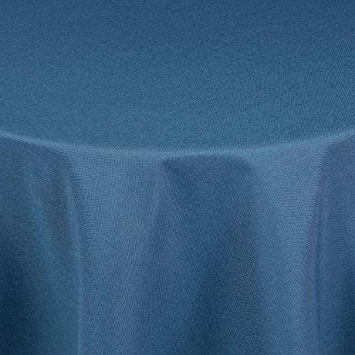 Tischdecke | Blau - Rund - 160cm | Gartentischdecke | Outdoor-Decke | Lotus-Effekt | Leinen-Optik | Schmutzabweisend