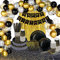 Geburtstag Partygeschirr Pappteller, Schwarz Gold Luftballons Pappteller, Papierbecher, Servietten Set mit Ballon Girlande Partydeko für Hochzeit Halloween Weihnachten Dekoration Wiederverwendbar