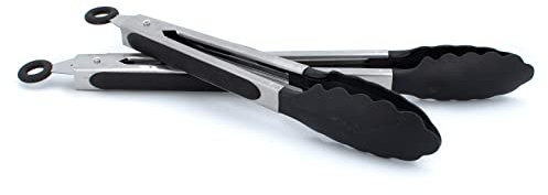 Kyto Set di pinze per barbecue da cucina e barbecue, 2 pezzi, 34/27 cm, per grigliare, antiscivolo