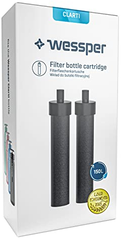 Wessper Clarti Filtre à Eau, Paquet de 2 Filtres pour les Gourdes en Tritan de pour Réduire le Chlore, les Microparticules et Autres Substances qui Altèrent le Goût de l'eau du Robinet