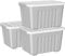 Cetomo 80L*3 Storage Boxes with Wheels, Plastic Storage Box with Lid, Latching Buckles, Click Closure, Stackable, Nesting, Durable Organizer for Home Office Clothes, Gray, 80L-3 Pack