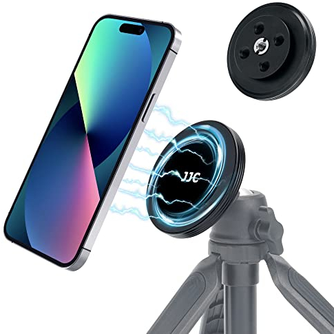 JJC Phone Tripod Mount Magnetic, Magnet iPhone Halterung für 1/4-20 & 3/8-16 Mount zu MagSafe, Telefon Stativ Adapter für iPhone 16 14 15 13/13 mini/13 Pro Max/12/12 Pro/12 mini/12 Pro Max