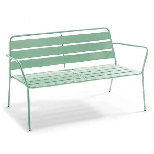 Oviala Palavas Gartensofa aus Metall, Salbeigrün