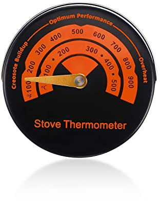 1 pièce de thermomètre de poêle magnétique, thermomètre de cheminée, thermomètre de four, thermomètre de four, thermomètre à brûleur rond, adapté au barbecue et au feu rôti.