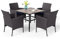 MFSTUDIO Rattan Gartenmöbel Set, Terassenmöbel Wetterfest, Sitzgruppe Metall Gartentisch mit Stühlen, Polyrattan Garten Möbel, 4cm Schirmloch