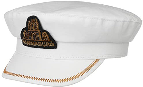 HAMMABURG Kapitänsmütze Damen Herren Elbseglermütze 100% Baumwolle Frühjahr Sommer weiß M (56-57 cm)