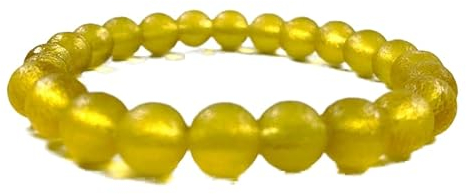 8 mm grünes Moldavit-Meteorit-Armband, Schlagglas, rauer Stein, Handketten-Kristall-Energiestein-Armbänder for Frauen,SBuTTON774w (Color : Yellow)