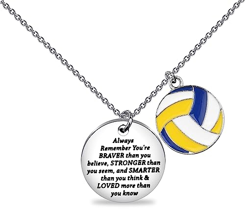 BNQL Volleyball-Halskette, Volleyball-Geschenk für Spieler, Volleyball-Liebhaber, Volleyball-Schmuck, Geschenk, Volleyball-Anhänger, Edelstahl
