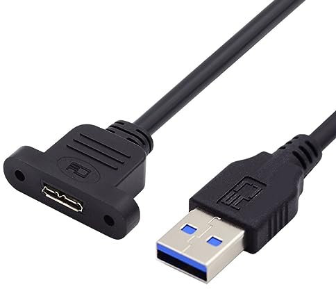 chenyang Câble d'extension USB 3.0 mâle vers USB 3.0 Micro-B femelle à montage à vis