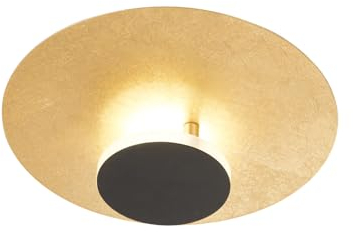 Fischer & Honsel Deckenleuchte, Planet | sandschwarz/blattgoldfarben| D: 30 cm | Ausladung Decke: 7,5 cm| 1x LED 7 Watt 2700 K | 890 lm| EEG: F