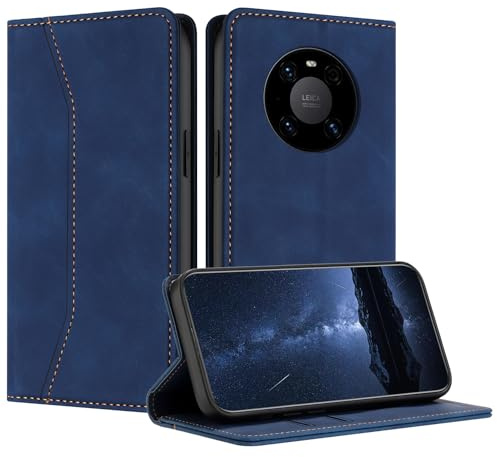 Mo-Beauty Hülle Kompatibel mit Huawei Mate 40 Pro, Handyhülle Huawei Mate 40 Pro, PU Leder Flip Klappbare Stoßfest Schutzhülle Magnet Kartenfach Ledertasche Klapphülle für Huawei Mate 40 Pro(Blau)