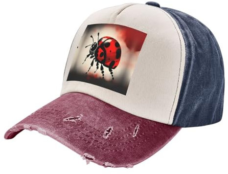 Art Ladybug Tracks Unisex Verstellbar Atmungsaktive Denim Sportmütze, Stylische Outdoor Baseball Cap, Marienkäferwege, One Size, Art Ladybug Tracks, Größe, Art Ladybug Tracks, One size