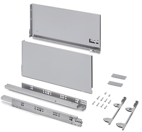Emuca - Vertex 3D Schublade 60 kg Höhe 242 mm, Tiefe 500 mm, Grau metallic, Stahl