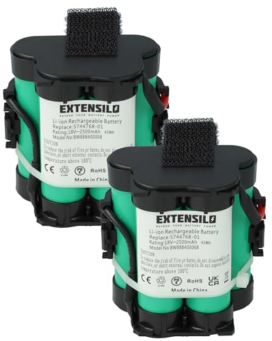 EXTENSILO 2X Akku kompatibel mit Gardena Robotic R40Li 2013, R40Li 2012, R40Li 2014, R38Li 2018, R38Li 2017 Rasenmäher (2500mAh, 18V, Li-Ion)