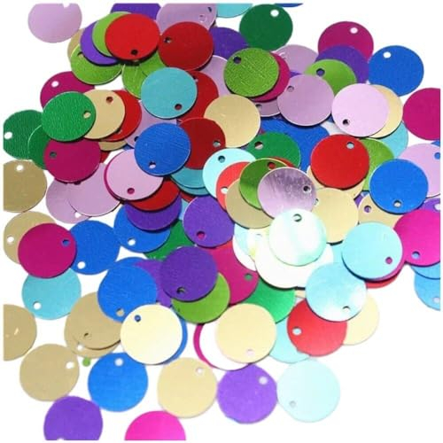 Muteitt Pailletten 1500 Stück, Mehrfarbig, PVC, Kugel, Bastelperlen, Paillette, 0.39inch/10mm, für Schmuck, Kostüm, Handwerk und Verschönerung
