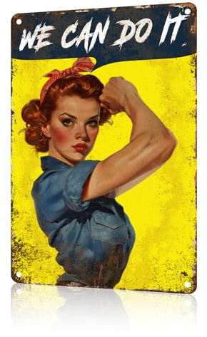 GJXFTPTTBD Blechschild mit Aufschrift We Can Do It im Retro-Stil, lustig, rustikal, Wanddekoration, Metallschilder, 2. Weltkrieg, Poster, Bars, Pubs, Geschäft, Zuhause, Büro, Geschenk, 30,5 x 20,3