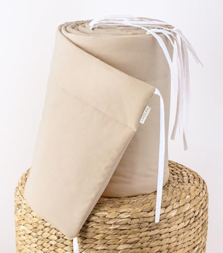 LOOLAY BEIGE 100% Baumwolle Bettschutzgitter 420, 360, 210, 180 x 30 cm Bett Schutz Bettgitter Bettsprossen Gittergewebe (420 x 30 cm)