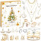 XCMVCN Adventskalender Schmuck Frauen Teenager Mädchen 2024 Weihnachtskalender Schmuck Halskette Ohrringe Armband Ringe
