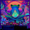 WEBEEDY Frosch Leuchtendes Tapestry UV Reaktives Augen Ästhetik Wandteppich Fantasie Neon Pilz Tapestry Leuchtende Kunstposter Wandbehang Für Zuhause Dekor 150x130cm