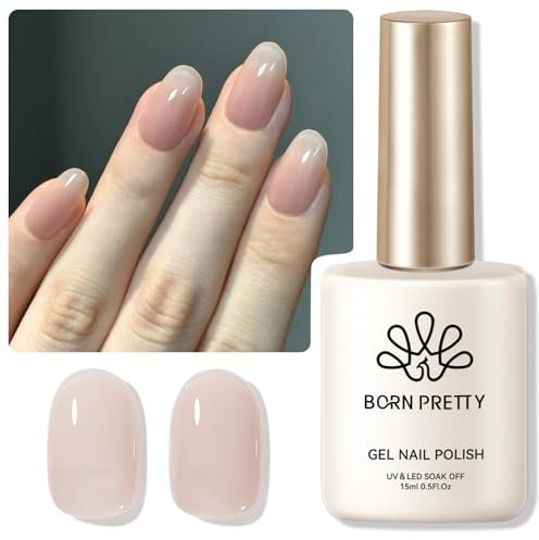 BORN PRETTY Jelly Gel Nail Polish 15ml Natural Milky Gel Polish Silk Peach Color Translucent Nail Gel Soak Off U V LED Nail Lamp Jelly Sheer Gel Polish Nail Art