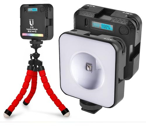 Professional Lampe RGB LED vidéo Portable avec trépied en Cadeau. Dispose d'une température de Couleur réglable jusqu'à 9000 K et de 20 éclairages différents. Lentille Laser puissante.