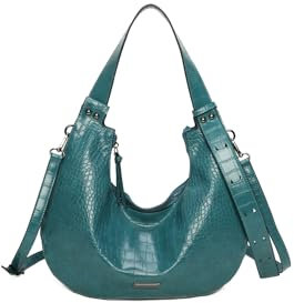 QUEEN HELENA Borsa Grande a Spalla Morbida con Tracolla Rimovibile Casual Donna M2001 (Petrolio)