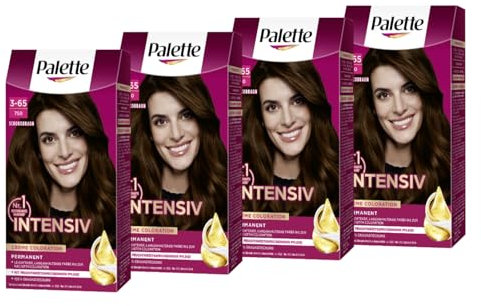 Palette Intensiv Creme Coloration 3-65/750 Schokobraun (4 x 115 ml), permanente Haarfarbe für leuchtende, langanhaltende Farbbrillanz & 100% Grauabdeckung