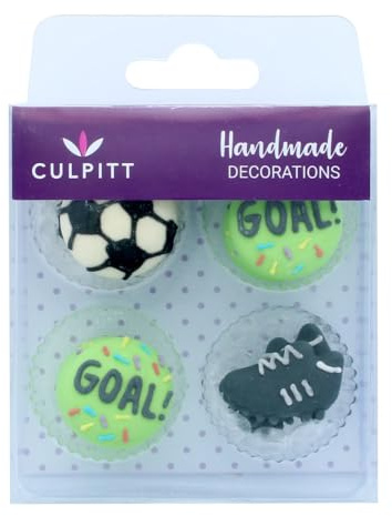 Stef's - Sugar Pipings - Cake Toppers - Football Hand Decorated Pipings -12PK